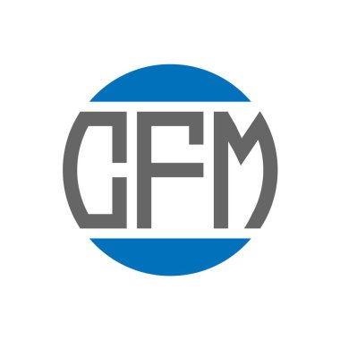 Beyaz arkaplanda CFM harf logosu tasarımı. CFM yaratıcı paraf dairesi logosu. CFM harf tasarımı.