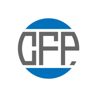 Beyaz arka planda CFP harf logosu tasarımı. CFP yaratıcı paraf dairesi logosu. CFP harf tasarımı.