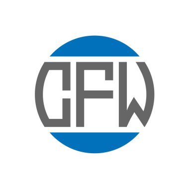Beyaz arka planda CFW harf logosu tasarımı. CFW yaratıcı paraf dairesi logosu. CFW harf tasarımı.