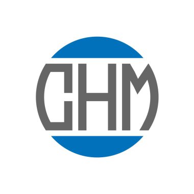 Beyaz arkaplanda CHM harf logosu tasarımı. CHM yaratıcı paraf dairesi logosu konsepti. CHM harf tasarımı.