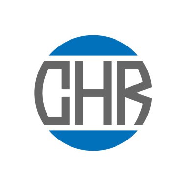 Beyaz arka planda CHR harf logosu tasarımı. CHR yaratıcı baş harfler çemberi logosu. CHR harf tasarımı.