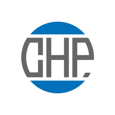 Beyaz arka planda CHP harf logosu tasarımı. CHP yaratıcı baş harfler daire logosu konsepti. CHP harf tasarımı.