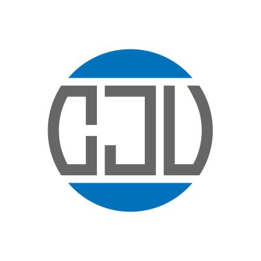 Beyaz arka planda CJU harf logosu tasarımı. CJU yaratıcı paraf dairesi logosu. İşlemci harf tasarımı.