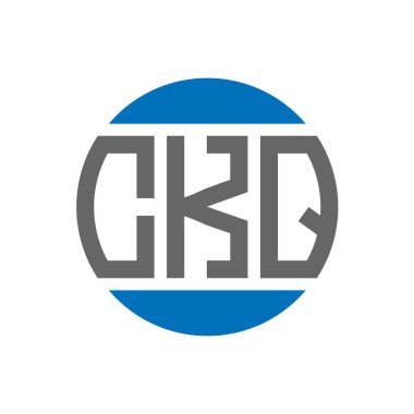 Beyaz arkaplanda CKQ harfi logo tasarımı. CKQ yaratıcı paraf dairesi logosu. CKQ harf tasarımı.