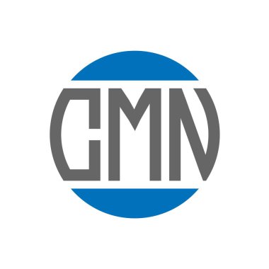 Beyaz arka planda CMN harf logosu tasarımı. CMN yaratıcı paraf dairesi logosu. CMN harf tasarımı.