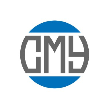 Beyaz arka planda CMY mektup logosu tasarımı. CMY yaratıcı paraf daire logosu konsepti. CMY mektup tasarımı.