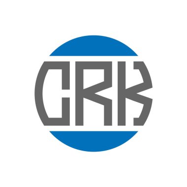 Beyaz arka planda CRK harf logosu tasarımı. CRK yaratıcı paraf daire logosu konsepti. CRK harf tasarımı.