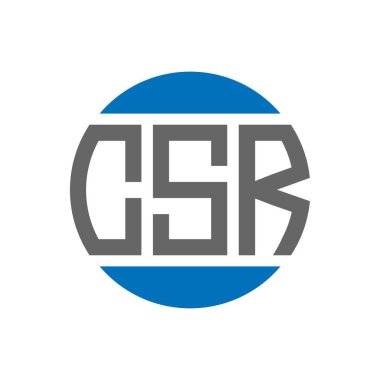 Beyaz arka planda CSR harf logosu tasarımı. CSR yaratıcı paraf dairesi logosu. CSR harf tasarımı.
