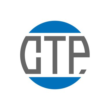 Beyaz arkaplanda CTP harf logosu tasarımı. CTP yaratıcı paraf dairesi logosu. CTP harf tasarımı.