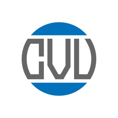 Beyaz arka planda CVU harf logosu tasarımı. CVU yaratıcı paraf dairesi logosu. İşlemci harf tasarımı.