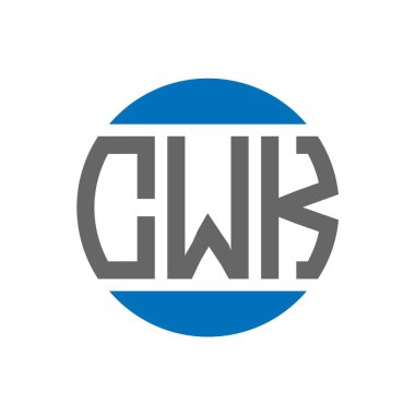 Beyaz arkaplanda CWK harf logosu tasarımı. CWK yaratıcı paraf dairesi logosu. CWK harf tasarımı.