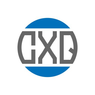 Beyaz arka planda CXQ harf logosu tasarımı. CXQ yaratıcı paraf dairesi logosu. CXQ harf tasarımı.