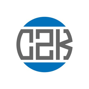 Beyaz arkaplanda CZK harf logosu tasarımı. CZK yaratıcı paraf dairesi logosu. CZK harf tasarımı.