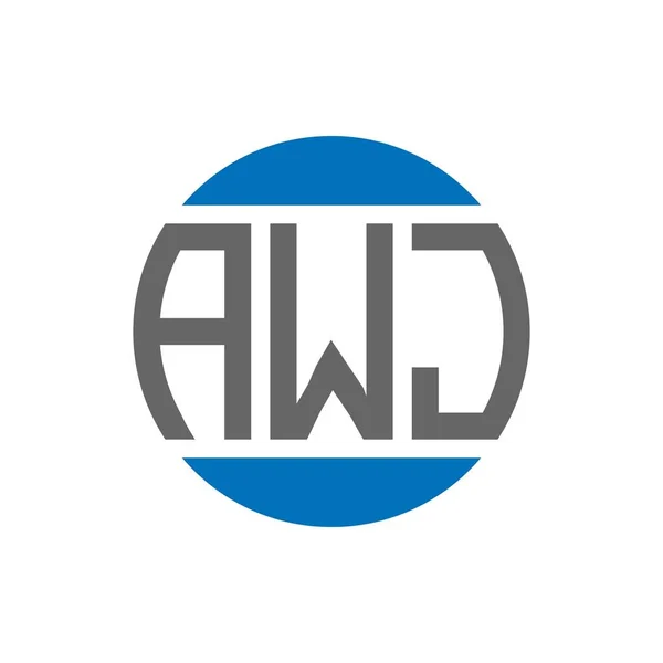 Awj字母标识的白色背景设计 Awj创意首字母圆圈标志概念 Awj字母设计 — 图库矢量图片