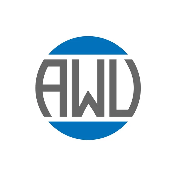 基于白色背景的Awu字母标识设计 Awu创意首字母圆圈标志概念 Awu字母设计 — 图库矢量图片