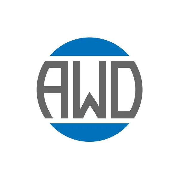 白色背景的Awo字母标识设计 Awo创意首字母圆圈标志概念 Awo字母设计 — 图库矢量图片