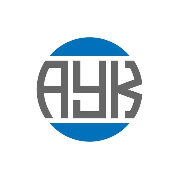 Projekt Logo Litery Ayk Białym Tle Ayk Twórcze Inicjały Koło — Wektor stockowy