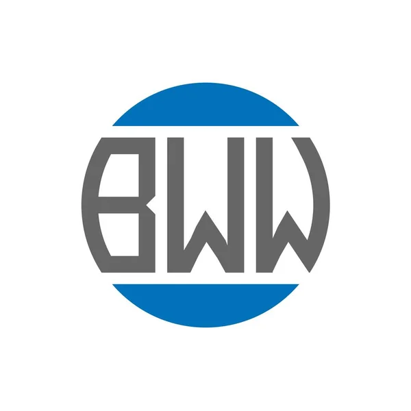 Bww Logo Ontwerp Witte Achtergrond Bww Creatieve Initialen Cirkel Logo — Stockvector