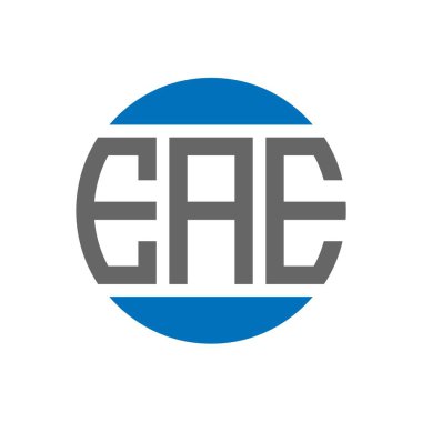 Beyaz arka planda EAE harf logosu tasarımı. EAE yaratıcı paraf daire logosu konsepti. EAE harf tasarımı.