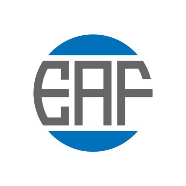 Beyaz arka planda EAF harf logosu tasarımı. EAF yaratıcı paraf daire logosu konsepti. EAF harf tasarımı.