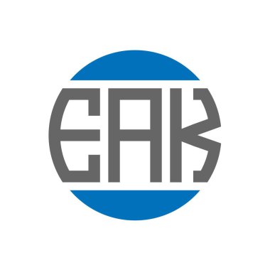 Beyaz arka planda EAK harf logosu tasarımı. EAK yaratıcı paraf daire logosu konsepti. EAK harf tasarımı.