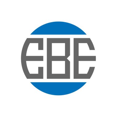 Beyaz arka planda EBE harf logosu tasarımı. EBE yaratıcı baş harfler daire logosu konsepti. EBE harf tasarımı.