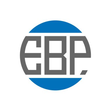 Beyaz arka planda EBP harfi logo tasarımı. EBP yaratıcı paraf dairesi logosu konsepti. EBP harf tasarımı.