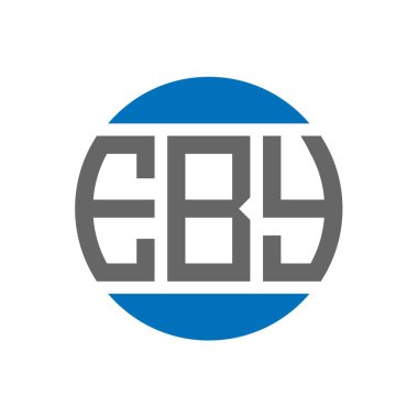 Beyaz arkaplanda EBY harfi logo tasarımı. Eby yaratıcı baş harfler daire logosu konsepti. EBY harf tasarımı.