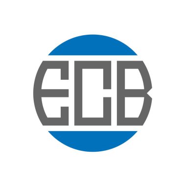 Beyaz arka planda ECB harf logosu tasarımı. ECB yaratıcı paraf dairesi logosu. ECB harf tasarımı.