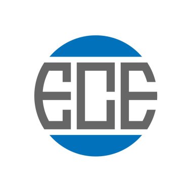Beyaz arka planda ECE harf logosu tasarımı. ECE yaratıcı paraf dairesi logosu. ECE harf tasarımı.