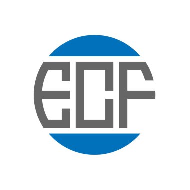 Beyaz arka planda ECF harf logosu tasarımı. ECF yaratıcı paraf daire logosu konsepti. ECF harf tasarımı.