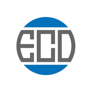 Beyaz arka planda ECO harf logosu tasarımı. ECO yaratıcı paraf dairesi logosu. ECO harf tasarımı.
