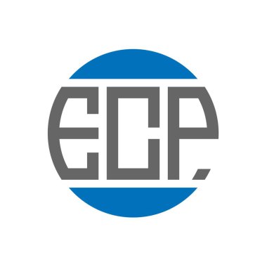 Beyaz arkaplanda ECP harf logosu tasarımı. ECP yaratıcı paraf dairesi logosu. ECP harf tasarımı.