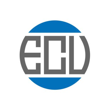 Beyaz arka planda ECV harf logosu tasarımı. ECV yaratıcı paraf dairesi logosu. ECV harf tasarımı.