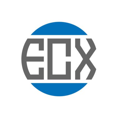 Beyaz arkaplanda ECX harf logosu tasarımı. ECX yaratıcı paraf dairesi logosu. ECX harf tasarımı.