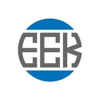 Beyaz arkaplanda EEK harf logosu tasarımı. EEK yaratıcı paraf daire logosu konsepti. EEK harf tasarımı.
