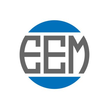 Beyaz arkaplanda EEM harf logosu tasarımı. Elektromanyetik AÇM 'nin baş harfleri daire logosu. EEM harf tasarımı.