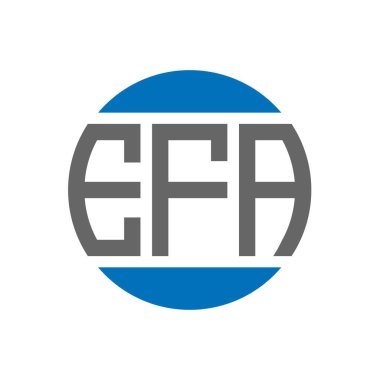 Beyaz arka planda EFA harf logosu tasarımı. EFA yaratıcı paraf dairesi logosu. EFA harf tasarımı.