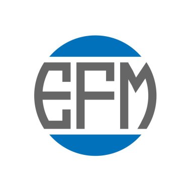 Beyaz arka planda EFM harf logosu tasarımı. EFM yaratıcı paraf dairesi logosu. EFM harf tasarımı.