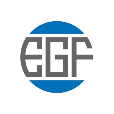 Beyaz arka planda EGF harf logosu tasarımı. EGF yaratıcı paraf daire logosu konsepti. EGF harf tasarımı.