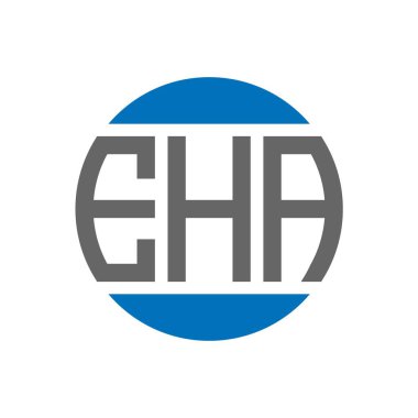 Beyaz arka planda EHA harf logosu tasarımı. EHA 'nın baş harfleri daire logosu. EHA harf tasarımı.