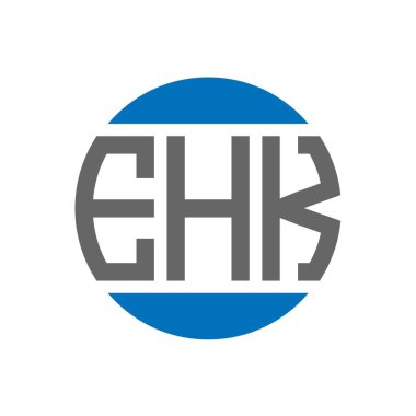 Beyaz arkaplanda EHK harf logosu tasarımı. EHK yaratıcı paraf dairesi logosu. EHK harf tasarımı.