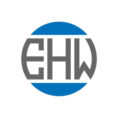 Beyaz arkaplanda EHW harf logosu tasarımı. EHW yaratıcı harfler daire logosu konsepti. EHW harf tasarımı.
