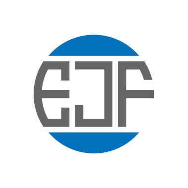 Beyaz arka planda EJF harf logosu tasarımı. EJF yaratıcı paraf daire logosu konsepti. EJF harf tasarımı.