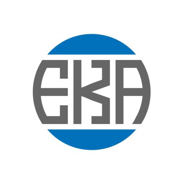 Beyaz arka planda EKA mektup logosu tasarımı. EKA yaratıcı baş harfler dairesi logosu. EKA mektup tasarımı.