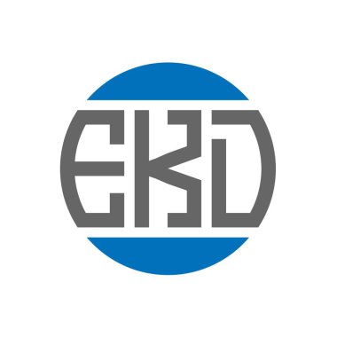 Beyaz arka planda EKD harf logosu tasarımı. EKD yaratıcı baş harfler daire logosu konsepti. EKD harf tasarımı.