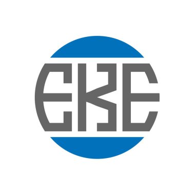 Beyaz arkaplanda EKE harf logosu tasarımı. EKE yaratıcı paraf dairesi logosu konsepti. EKE harf tasarımı.