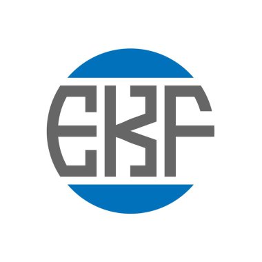 Beyaz arka planda EKF mektup logosu tasarımı. EKF yaratıcı paraf dairesi logosu. EKF harf tasarımı.