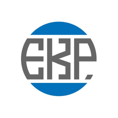 Beyaz arka planda EKP mektup logosu tasarımı. EKP yaratıcı baş harfler daire logosu konsepti. EKP harf tasarımı.