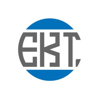 Beyaz arka planda EKT mektup logosu tasarımı. EKT yaratıcı baş harfler daire logosu konsepti. EKT harf tasarımı.